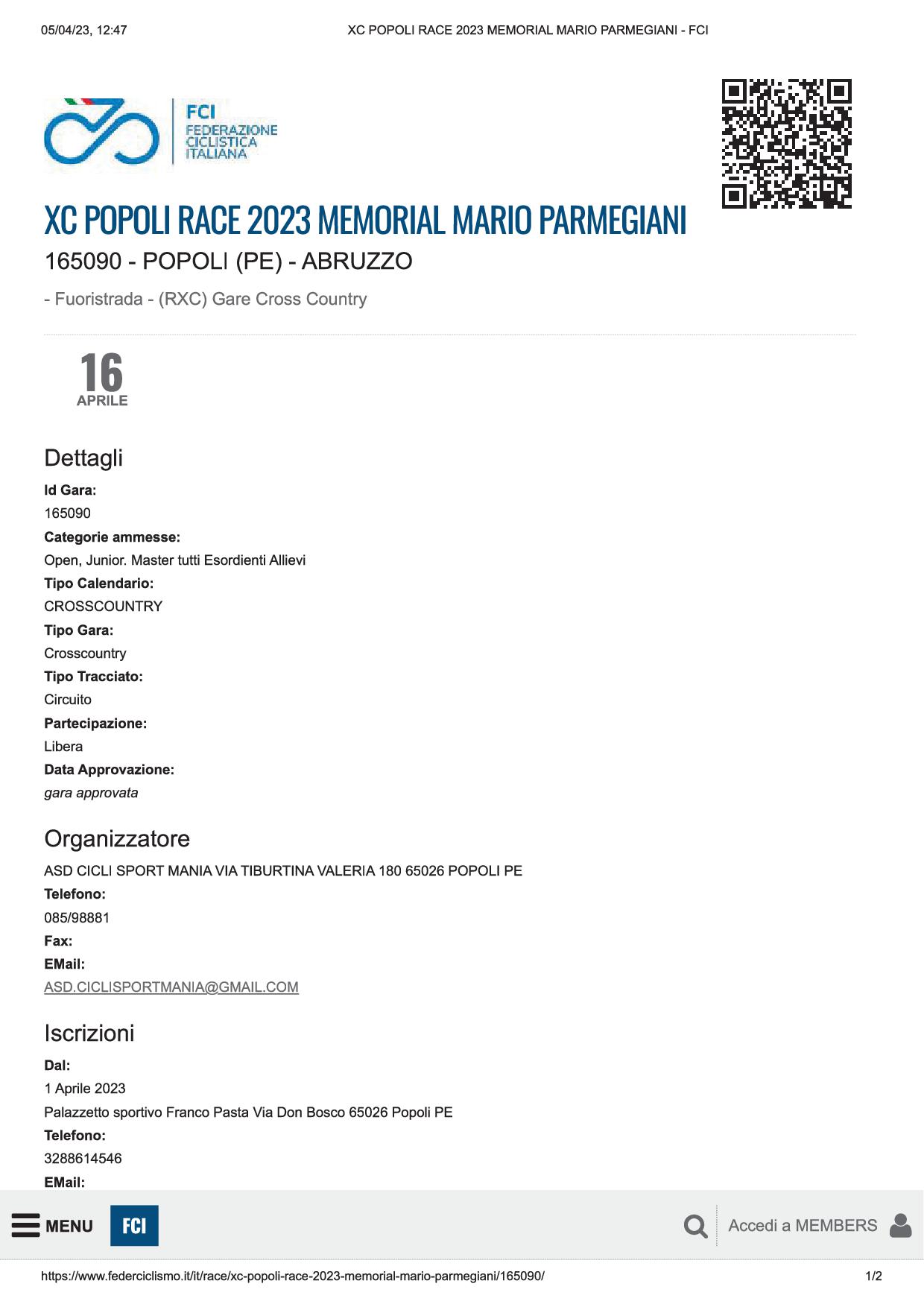 XC POPOLI RACE 2023 MEMORIAL MARIO PARMEGIANI FCI1